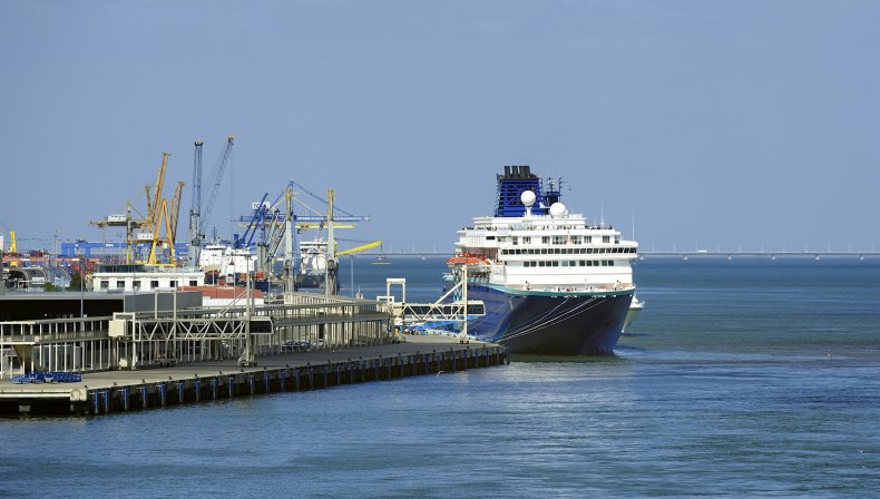 cruise ship docked at port