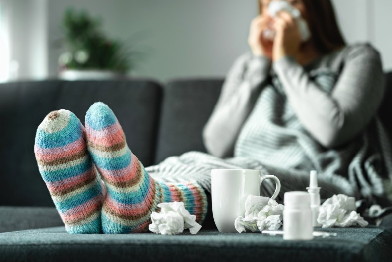 Woman with flu