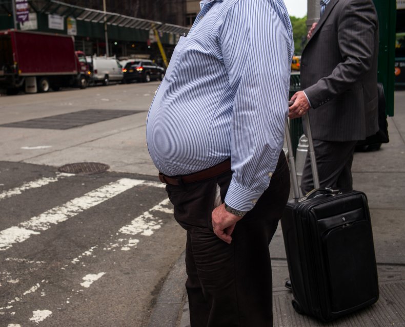 man at new york intersection