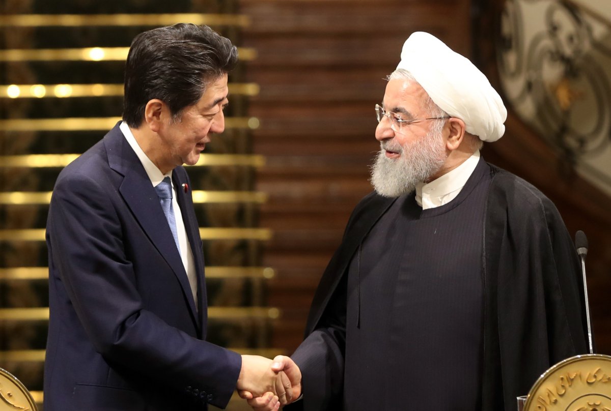 Iranian President Hassan Rouhani Japanese Prime Minister Shinzo Abe