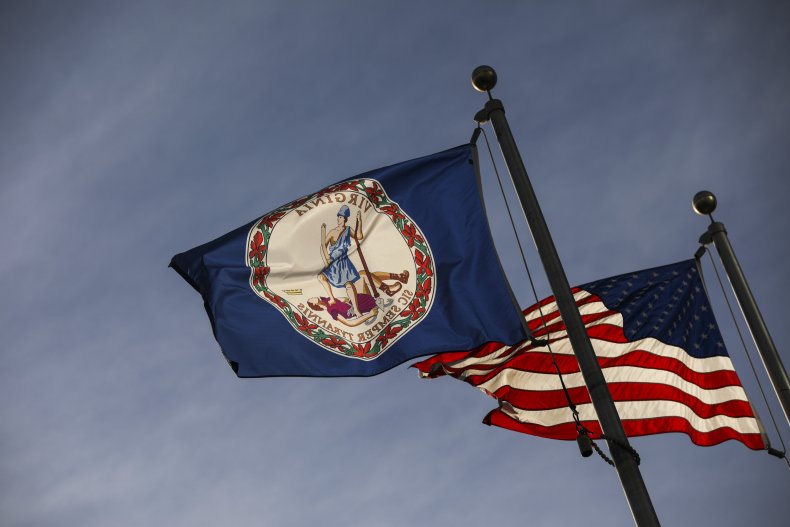 Virginia and US Flags