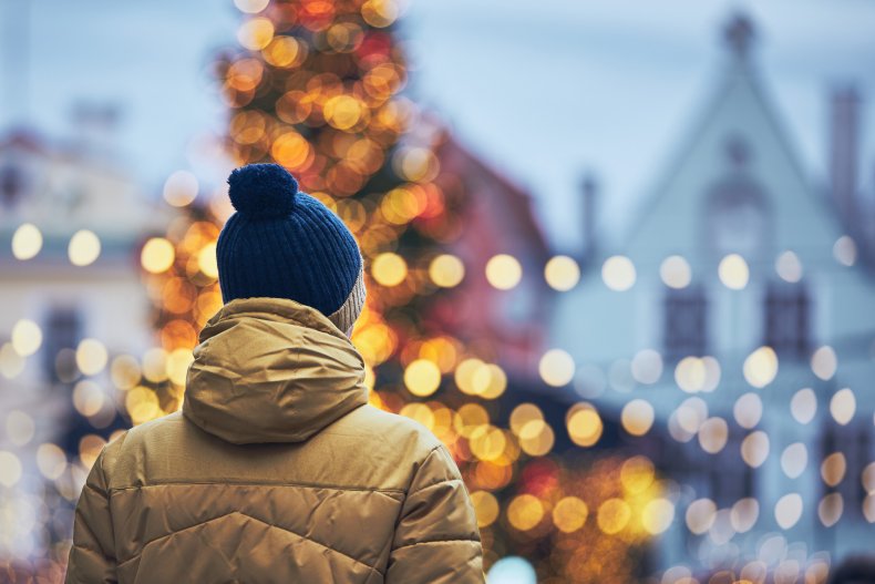 Man in Christmas market
