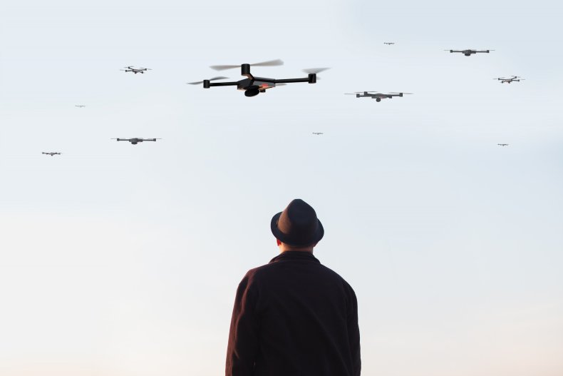 drones in sky