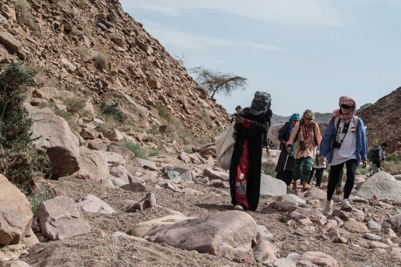 Hiking with bedouin woman in Egypt