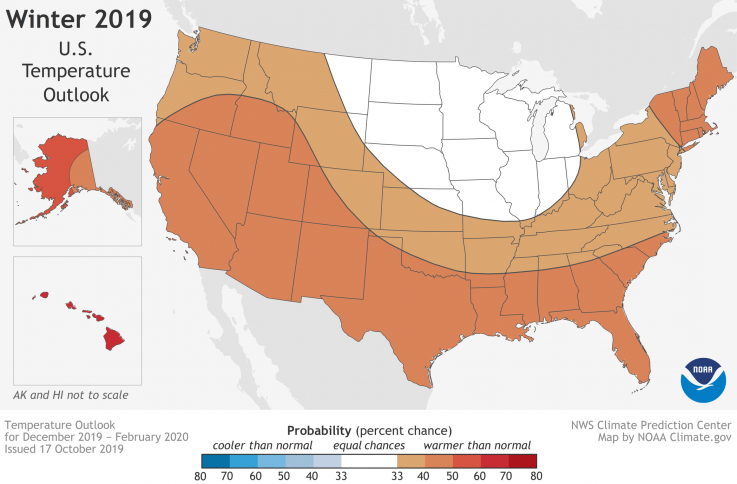 NOAA winter temperature outlook 2019 NOAA winter temperature outlook 2019