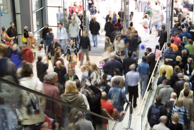 A crowded shopping mall