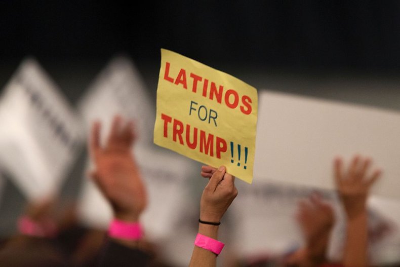 Latinos for Trump sign at rally