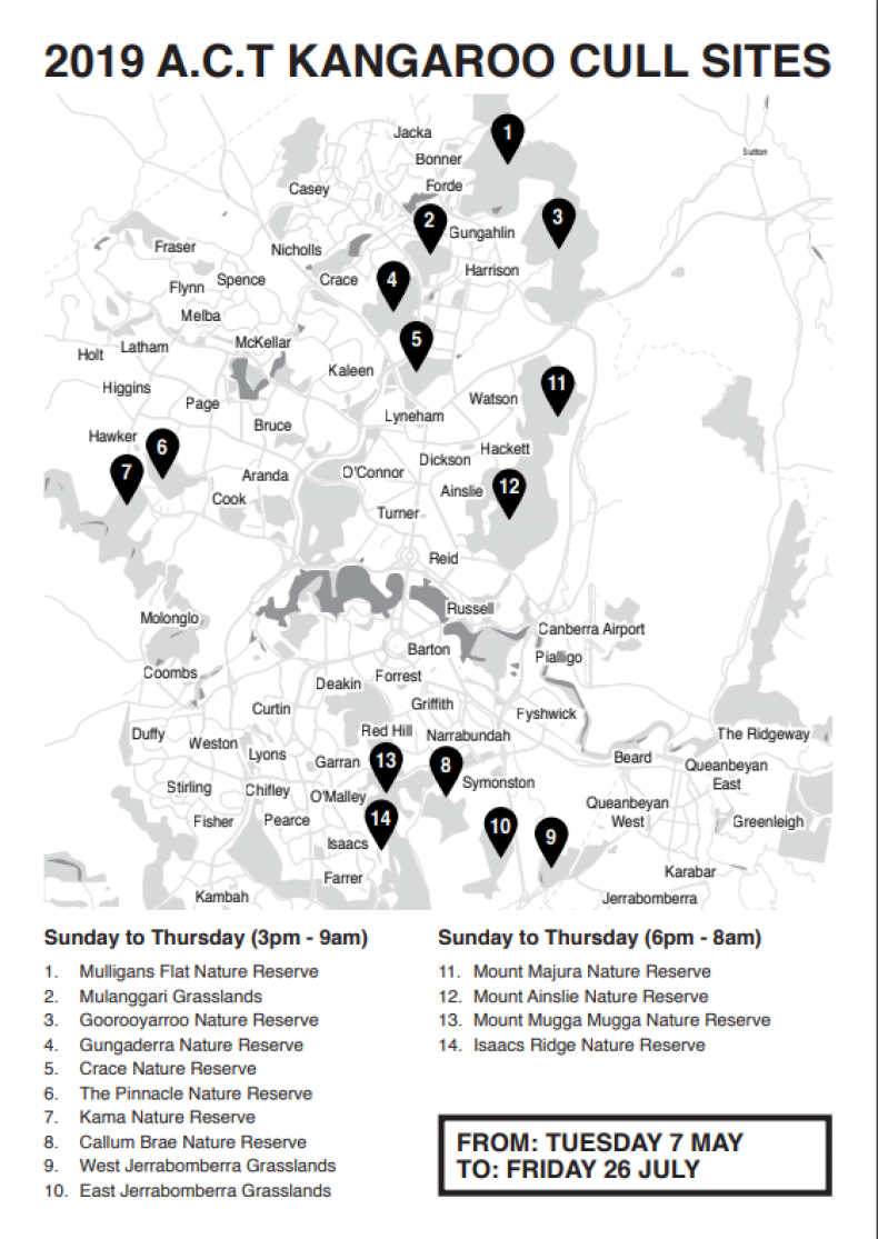 Kangaroo Culling Sites 2019