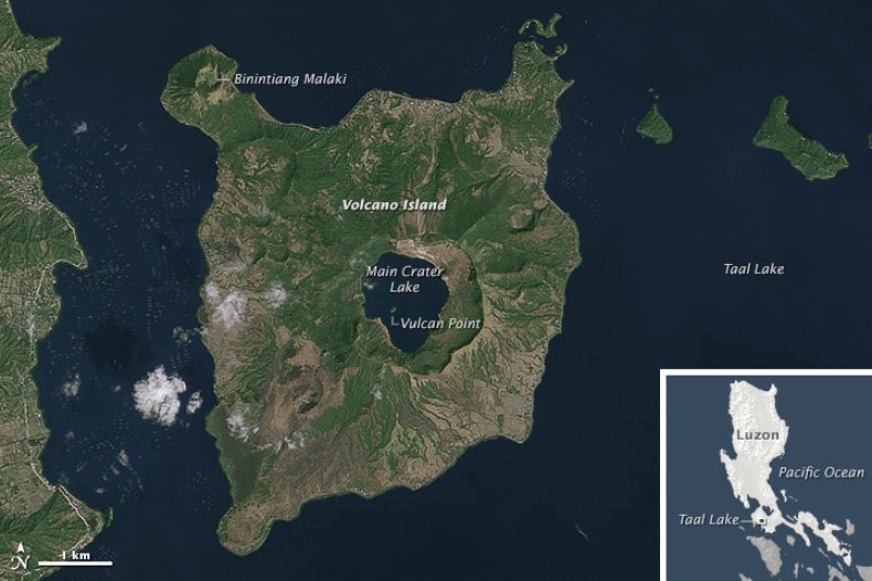 taal volcano caldera cracks eruption