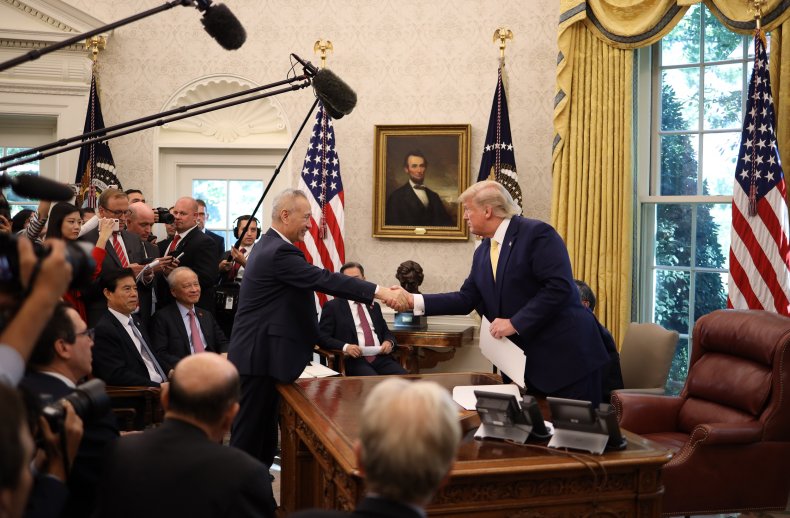 U.S. President Donald Trump with Chinese Vice Premier Liu