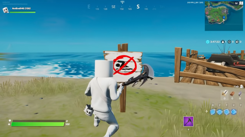 fortnite no swimming sign