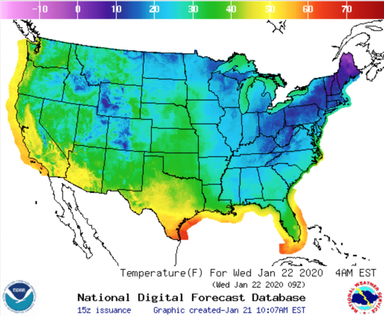 Wednesday Temp Forecast