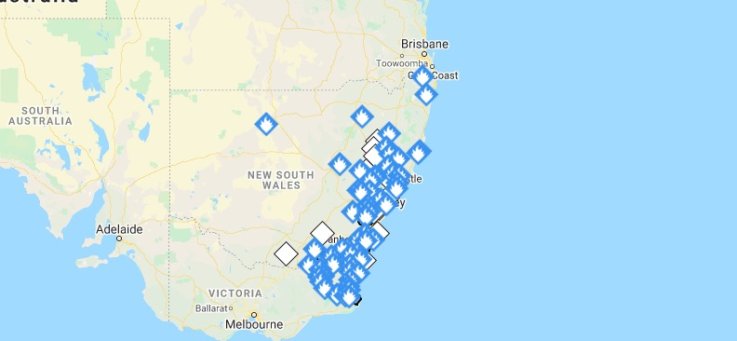 new south wales australia wildfire map 