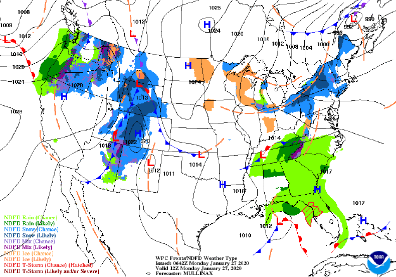 National 12 hour forecast January 27