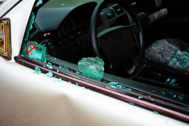 Shattered car driver's side window Shattered car driver's side window