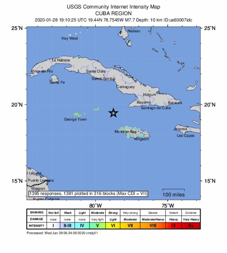 Intensity Map usgs cuba region