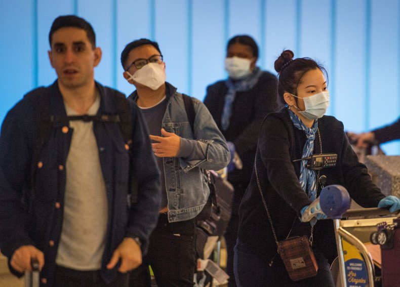 Los Angeles airport passengers masks coronavirus