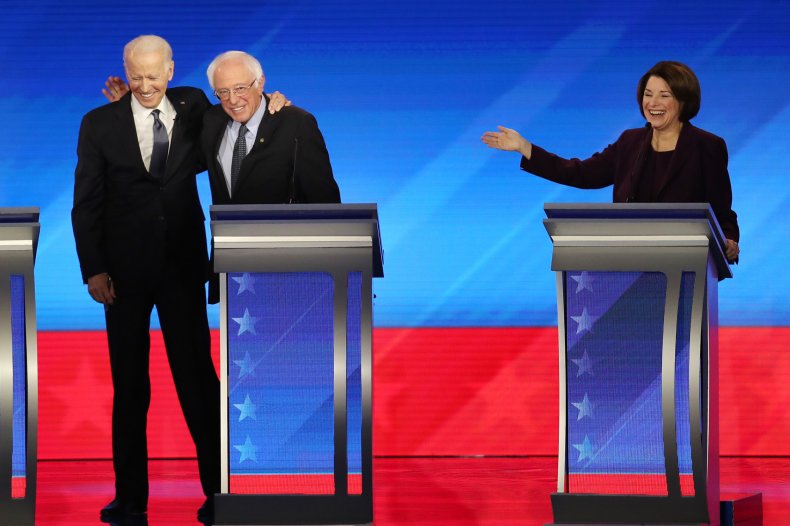Joe Biden Hugs Bernie Sanders