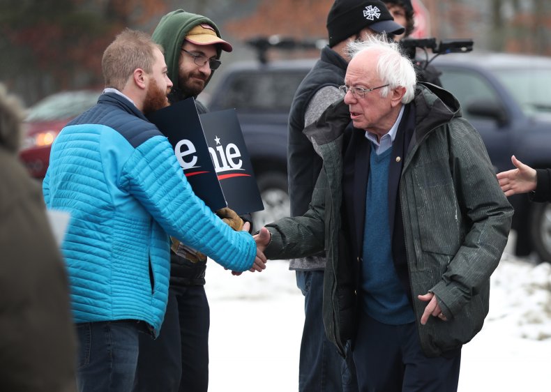 Bernie Sanders Visits Polling Station On NH Primary Day