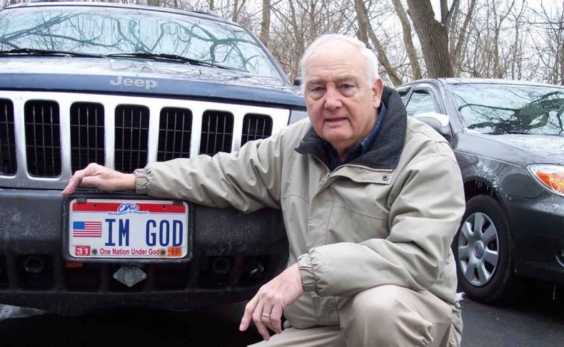 Ben Hart with IM GOD license plate Ben Hart with IM GOD license plate