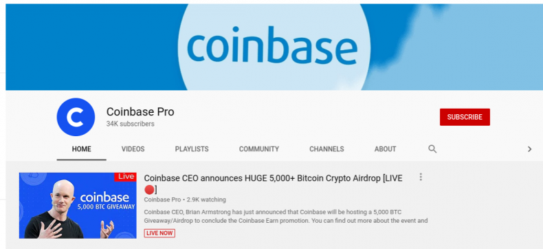 youtube bitcoin cryptocurrency scam channel