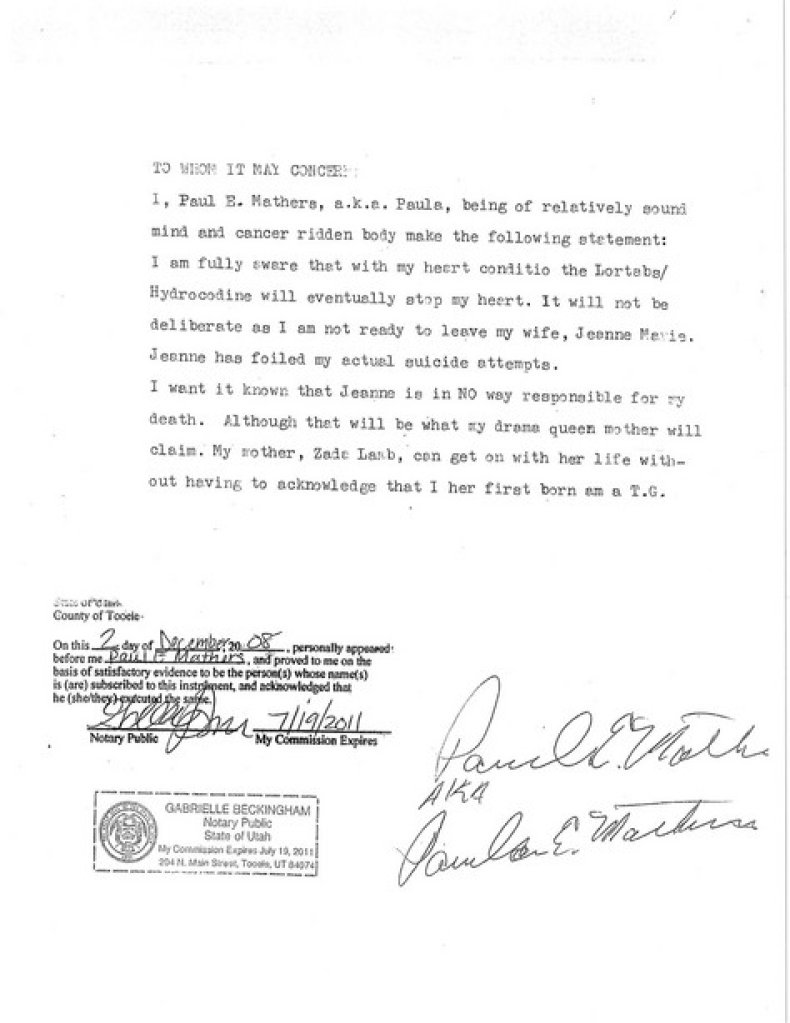 Paul Mathers letter Paul Mathers letter