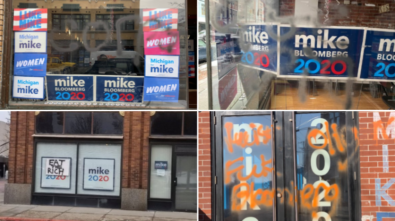 Bloomberg campaign accuses Sanders supporters vandalizing offices