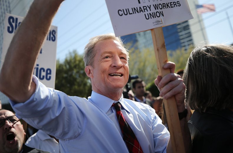 tom steyer culinary workers union picket nevada