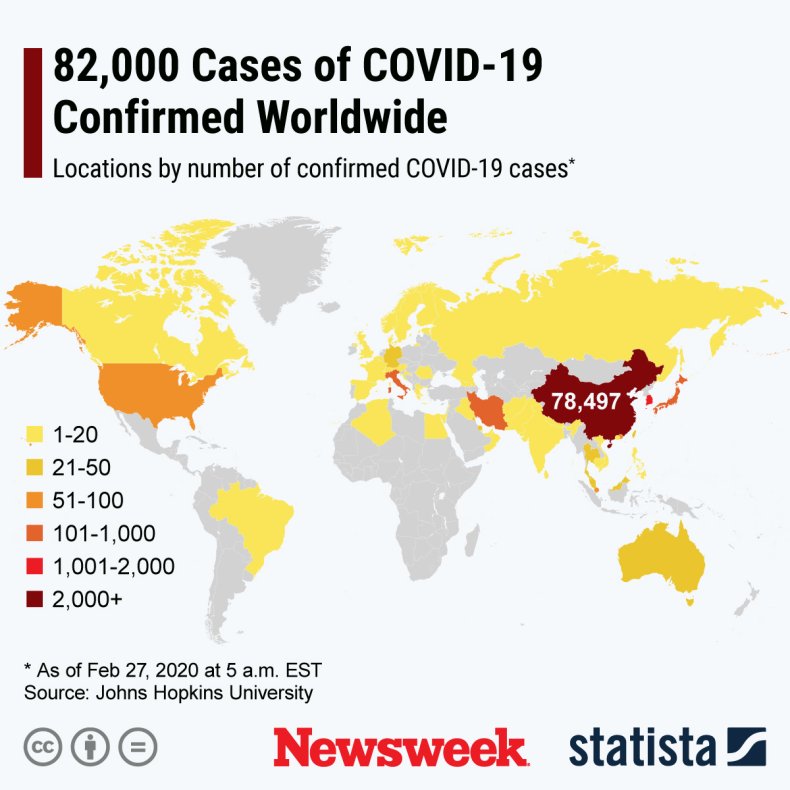 Statista, coronavirus, cases, map, worldwide, Warren, Trump