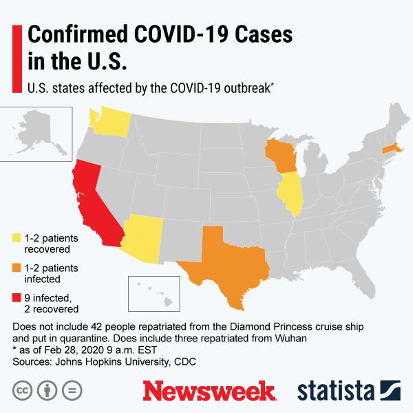 Coronavirus Update Map Shows 60 U S Cases As Officials Prepare