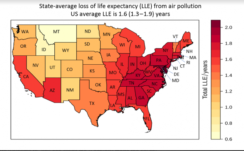 US states air pollution