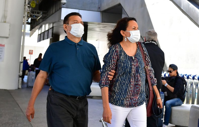 Los Angeles airport passengers masks coronavirus