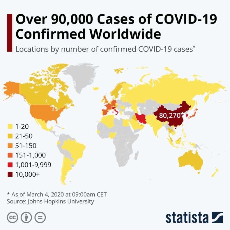 Statista Map Coronavirus March 4, 2020