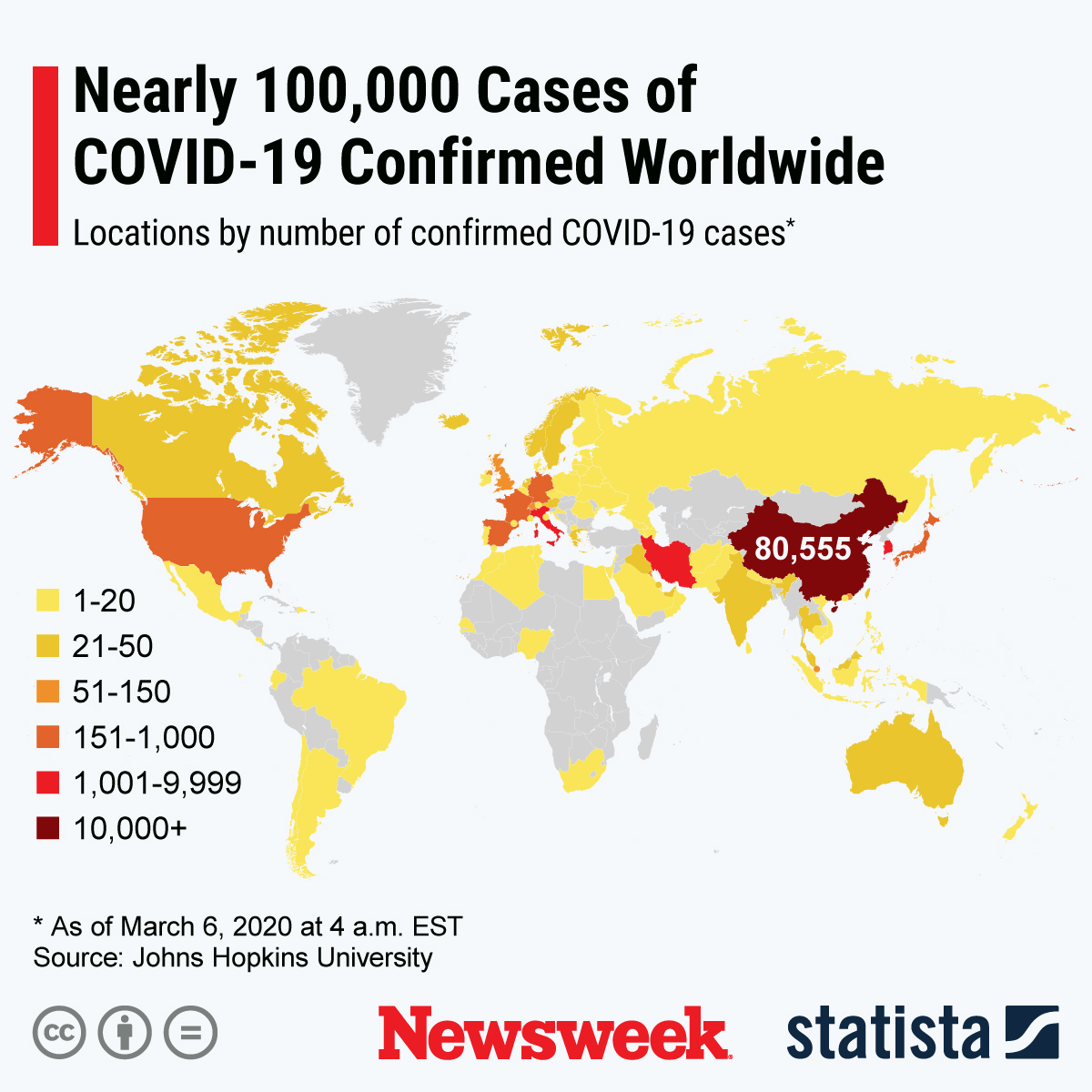 Coronavirus Update: Map Shows Nearly 100,000 Cases ...