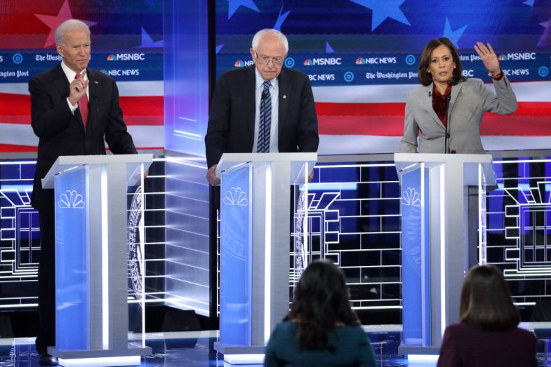 Kamala Harris, Bernie Sanders and Joe Biden