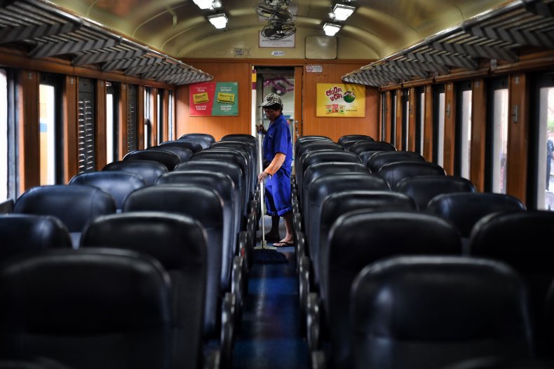 Train cleaner in Bangkok Thailand March 2020