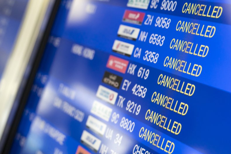 Cancelled flights in Osaka, Japan, March 2020