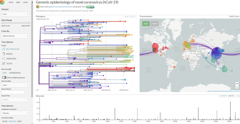 nextstrain, coronavirus cases, covid-19,