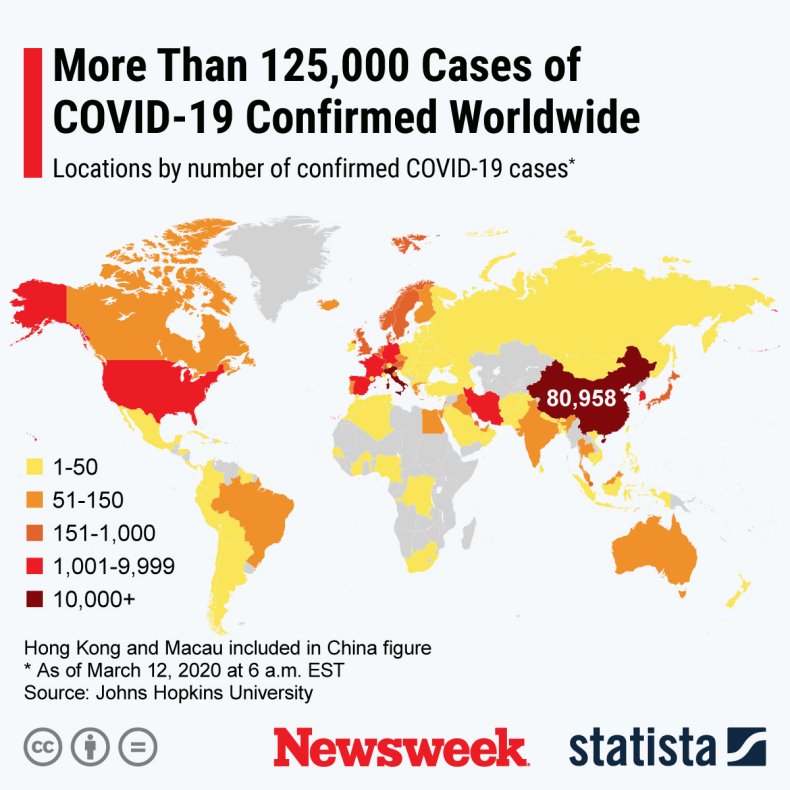 Statista Map Coronavirus March 12, 2020