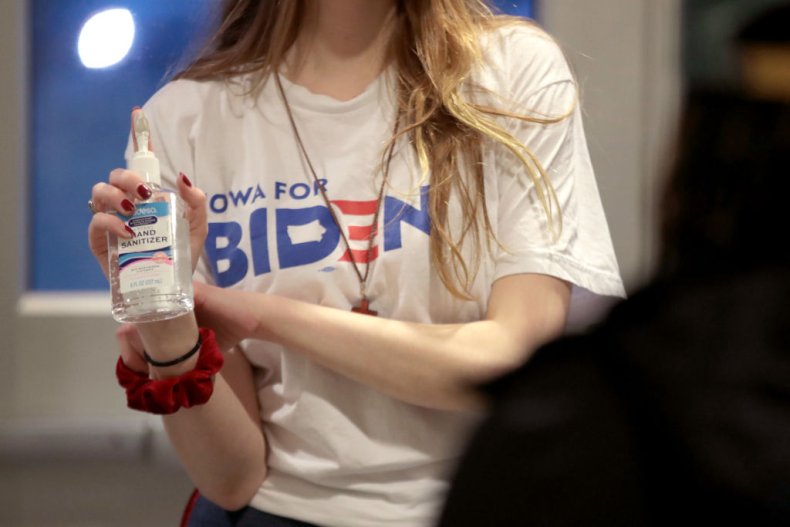 Joe Biden Campaign Worker Hand Sanitizer