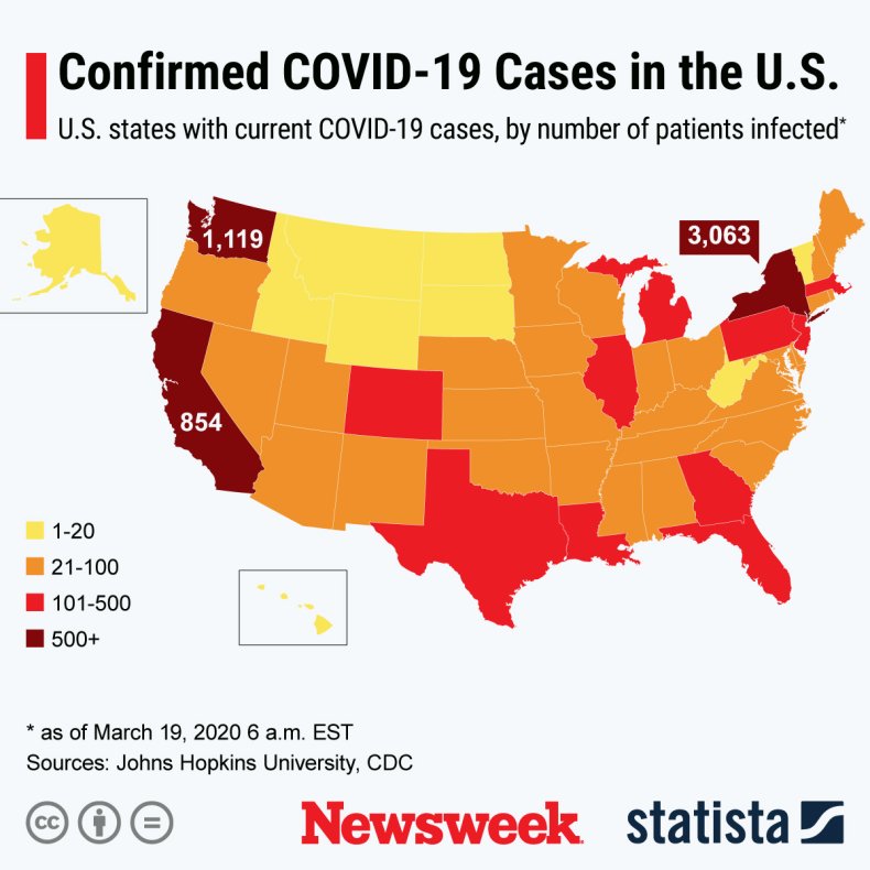 Spread of COVID-19 virus across the U.S.