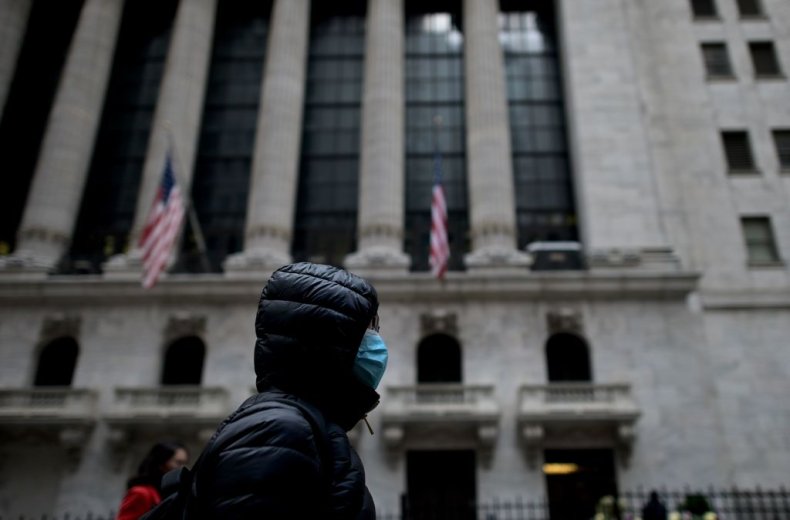 Woman with Face Mask Stock Exchange
