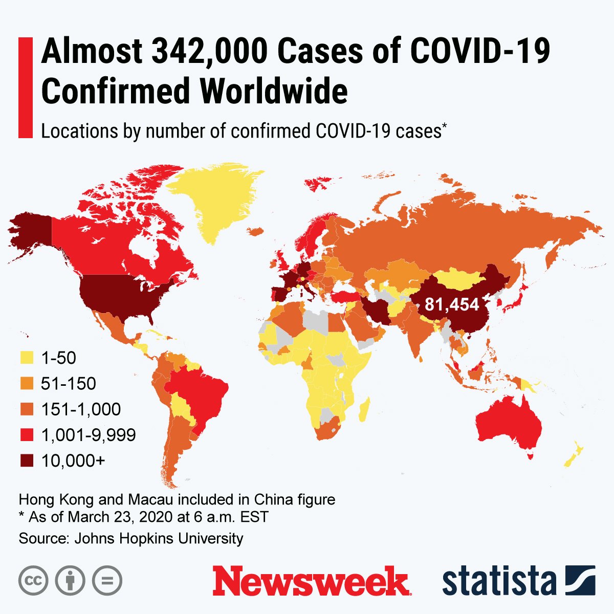 Statista Coronavirus World Map March 23, 2020