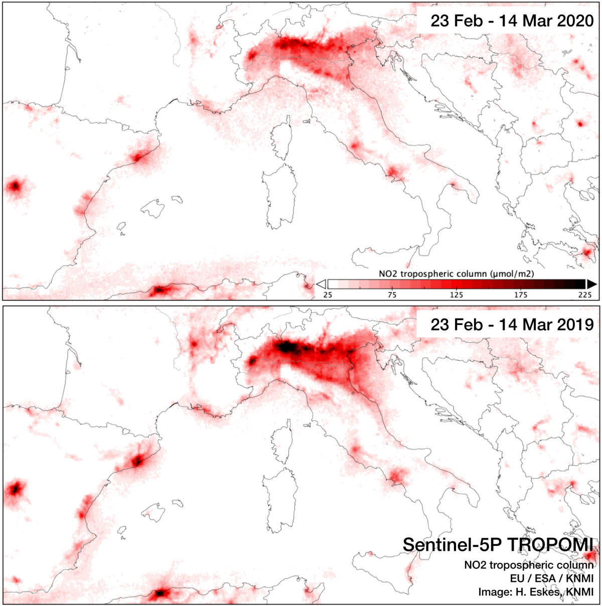 nitrogen dioxide, Italy