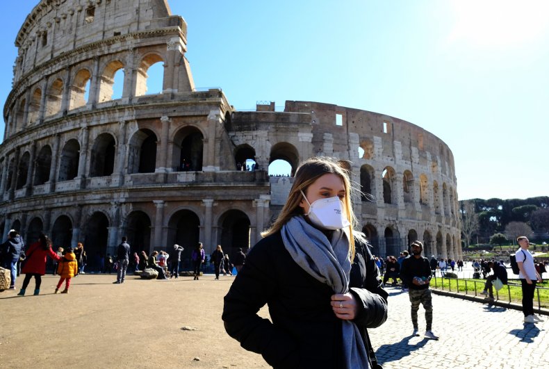 Rome coronavirus mask Feb 2020 Coronavirus Update, Map as 'Encouraging Signs' in Europe, Italy Infection Rate Slows, World Health Organization Says