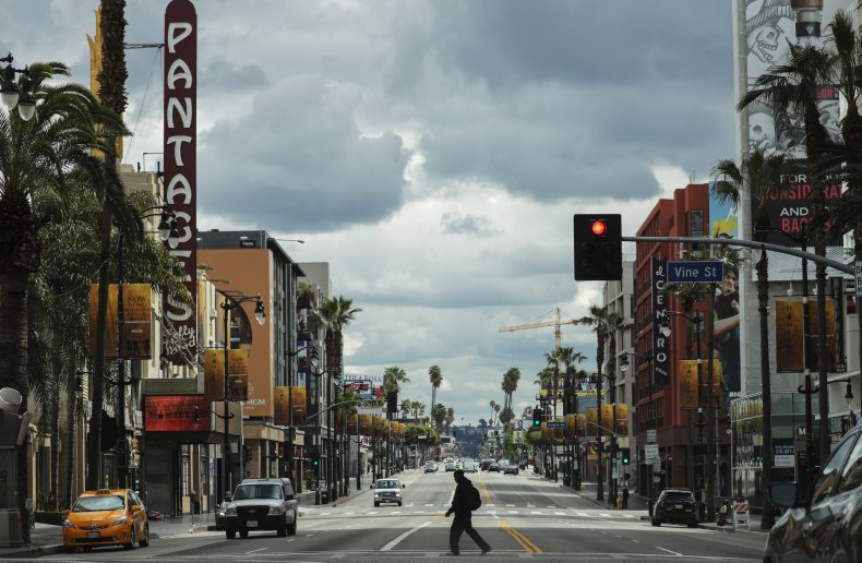 Hollywood Boulevard, LA, coronavirus lockdown March 2020