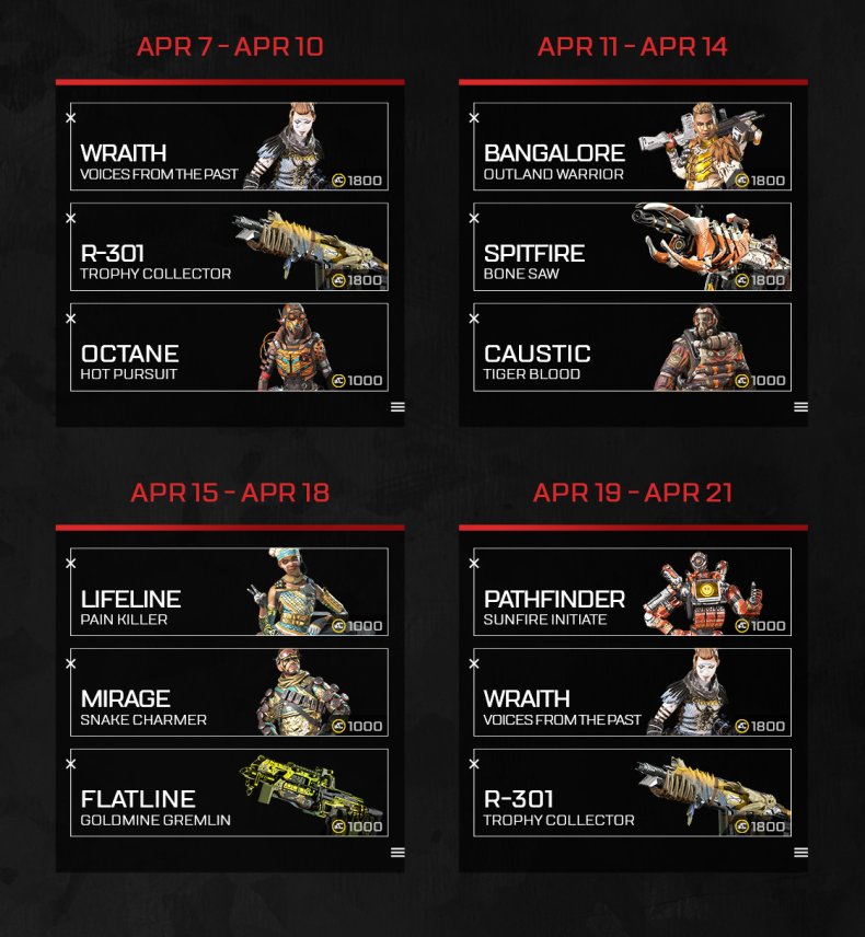apex legends legendary skins