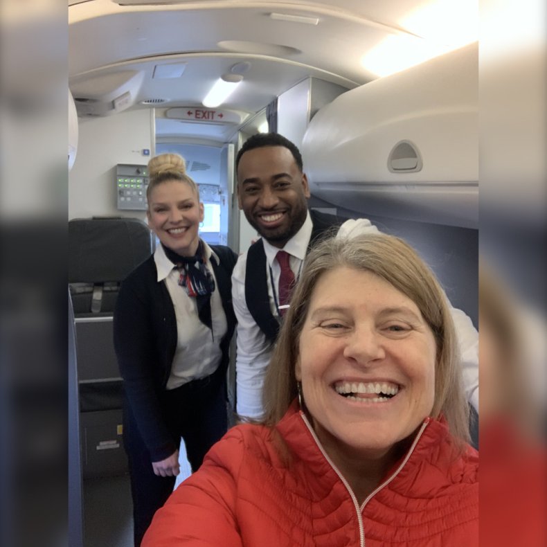 Sheryl Pardo on American Airlines flight Sheryl Pardo on American Airlines flight