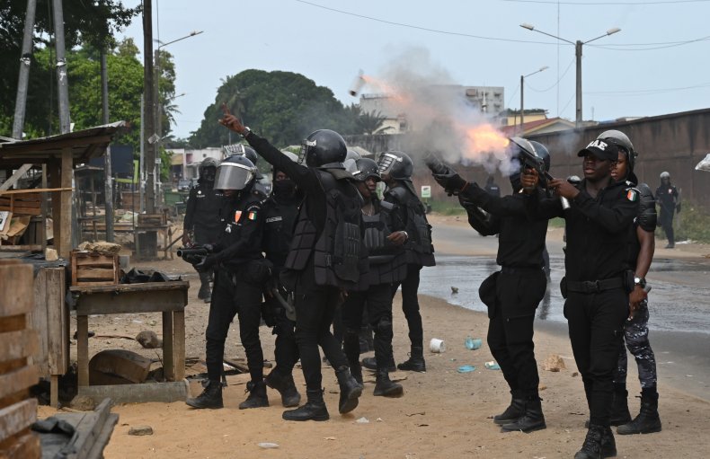 coronavirus, ivory coast, police, tear gas, riot