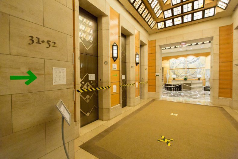 Elevator bank at Four Seasons Hotel